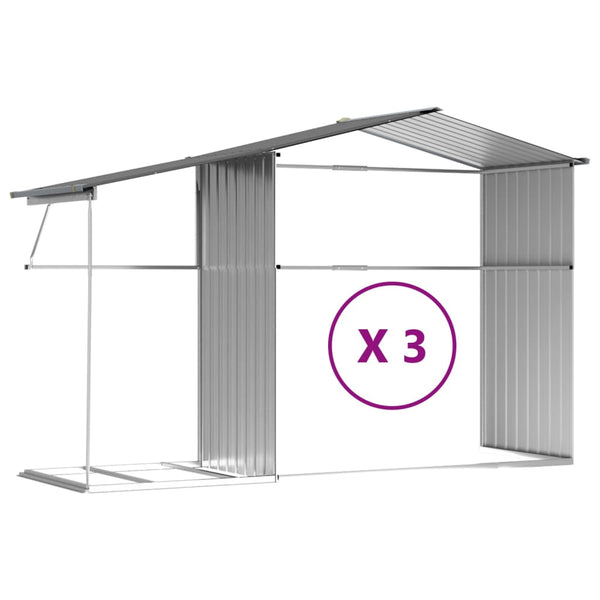vidaXL Garden Shed Gray 277x365.5x179 cm Galvanized Steel