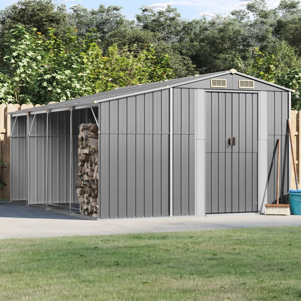 vidaXL Garden Shed Gray 277x365.5x179 cm Galvanized Steel