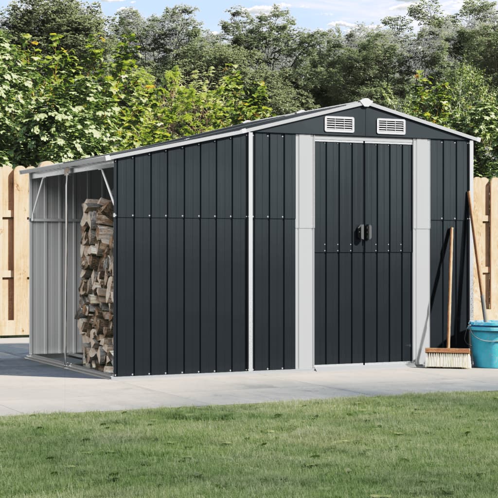 vidaXL Anthracite Shed 277x192.5x179 cm Galvanized Steel