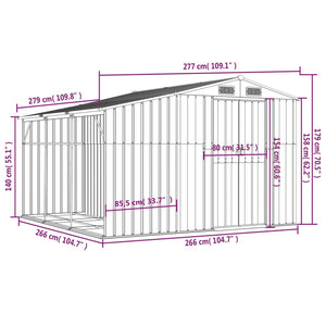 vidaXL Tool Shed Anthracite 277x279x179 cm Galvanized Steel