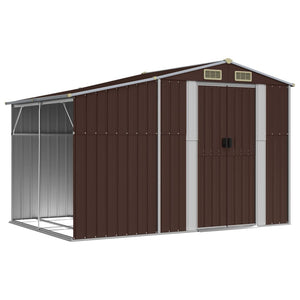 vidaXL Garden Shed Brown 277x192.5x179 cm Galvanized Steel