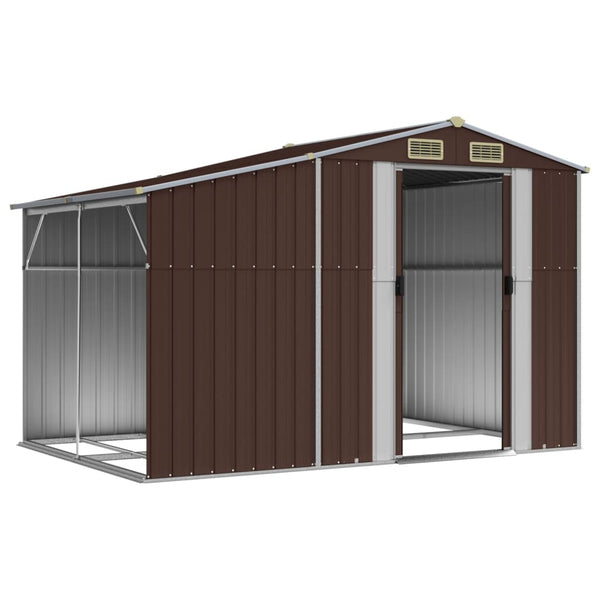 vidaXL Garden Shed Brown 277x192.5x179 cm Galvanized Steel