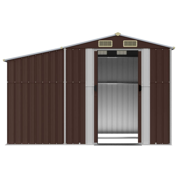 vidaXL Garden Shed Brown 277x192.5x179 cm Galvanized Steel