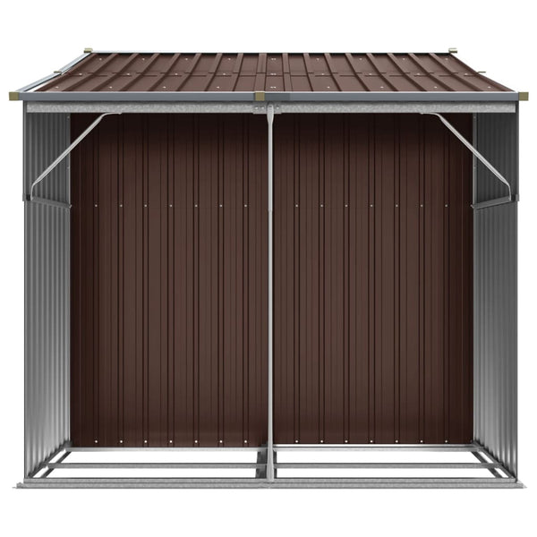 vidaXL Garden Shed Brown 277x192.5x179 cm Galvanized Steel