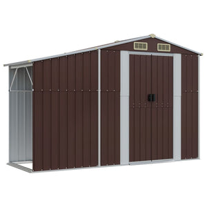 vidaXL Garden Shed Brown 277x192.5x179 cm Galvanized Steel