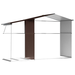 vidaXL Garden Shed Brown 277x192.5x179 cm Galvanized Steel