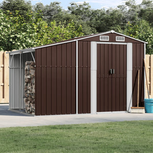 vidaXL Garden Shed Brown 277x192.5x179 cm Galvanized Steel