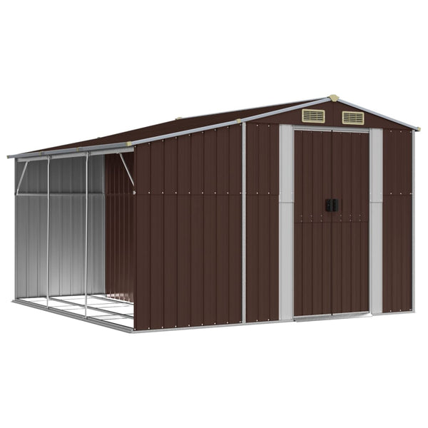 vidaXL Garden Shed Brown 277x279x179 cm Galvanized Steel