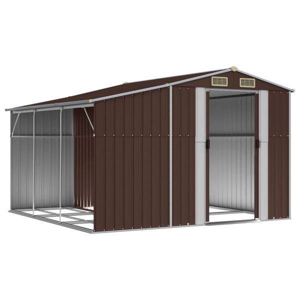 vidaXL Garden Shed Brown 277x279x179 cm Galvanized Steel