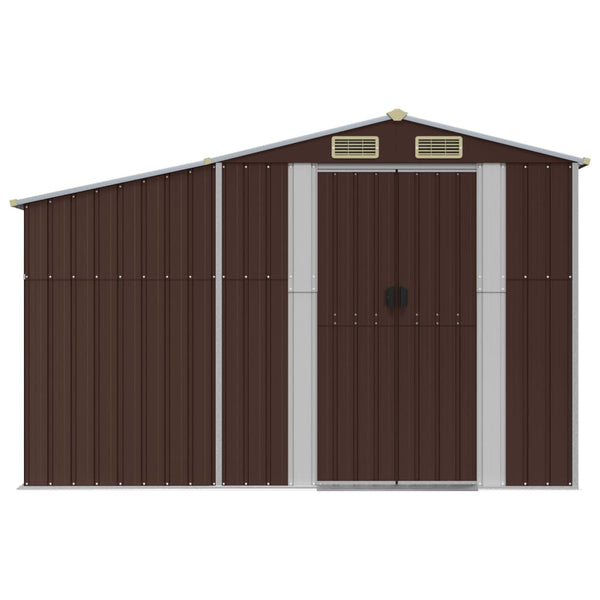 vidaXL Garden Shed Brown 277x279x179 cm Galvanized Steel