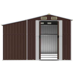 vidaXL Garden Shed Brown 277x279x179 cm Galvanized Steel