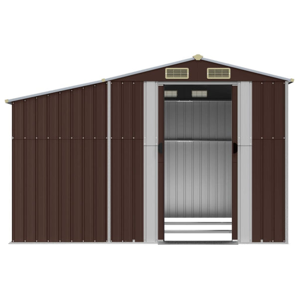 vidaXL Garden Shed Brown 277x279x179 cm Galvanized Steel