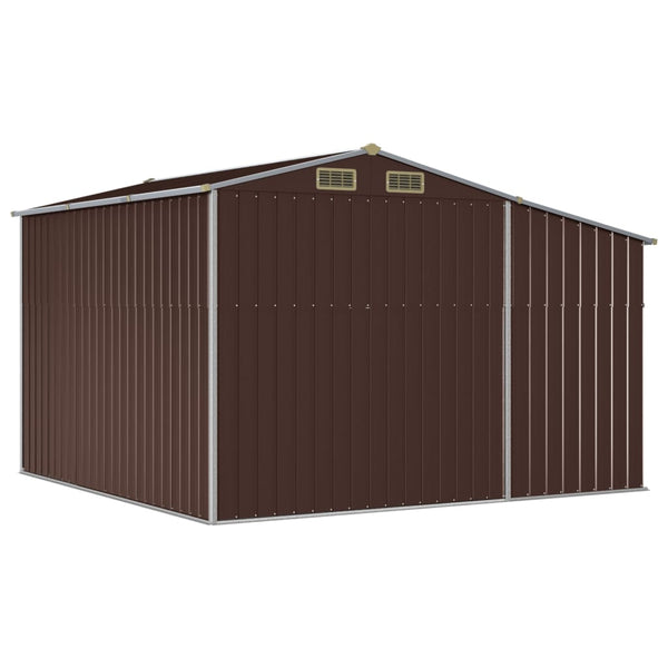vidaXL Garden Shed Brown 277x279x179 cm Galvanized Steel