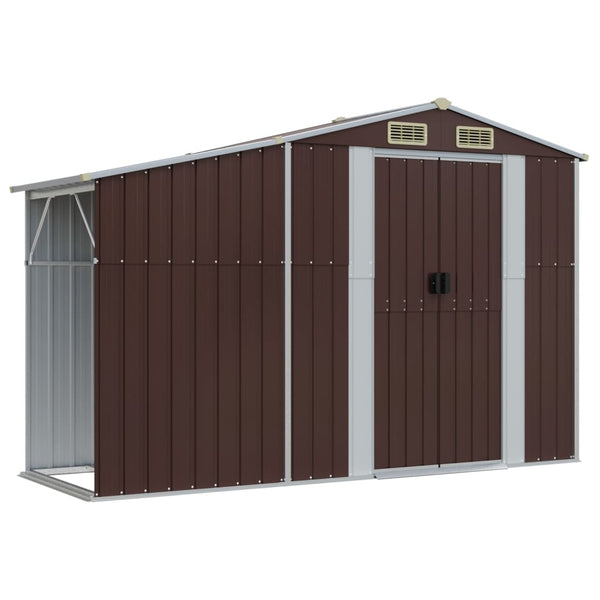 vidaXL Garden Shed Brown 277x279x179 cm Galvanized Steel