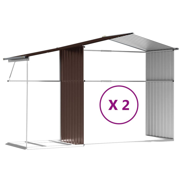 vidaXL Garden Shed Brown 277x279x179 cm Galvanized Steel