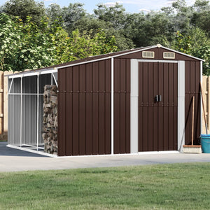 vidaXL Garden Shed Brown 277x279x179 cm Galvanized Steel