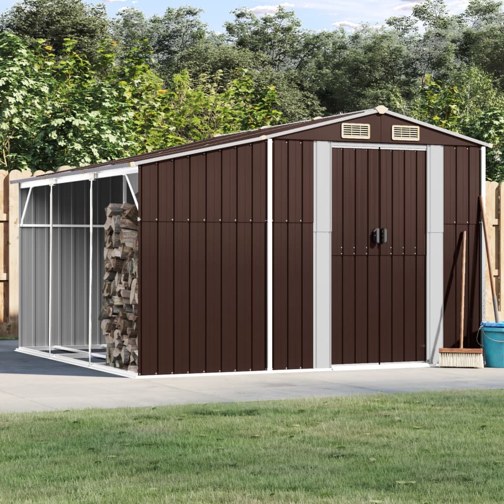 vidaXL Garden Shed Brown 277x279x179 cm Galvanized Steel