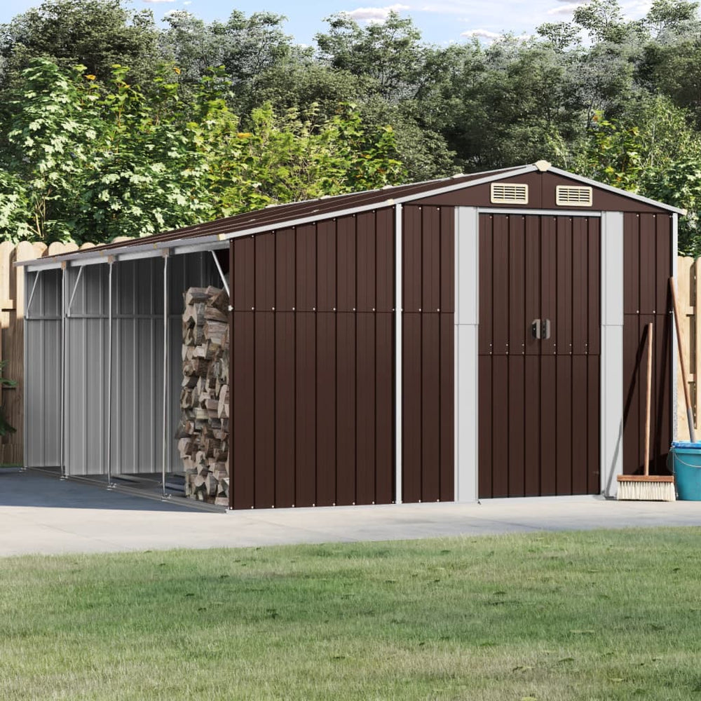 vidaXL Shed Brown 277x365.5x179 cm Galvanised Steel