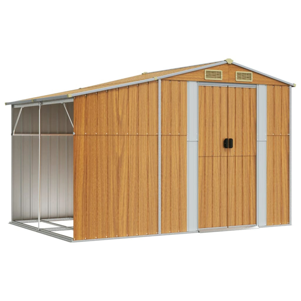 vidaXL Garden Shed Light Brown 277x192.5x179 cm Galvanized Steel