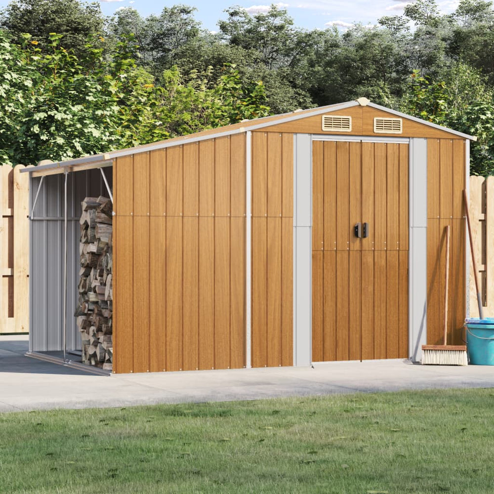 vidaXL Garden Shed Light Brown 277x192.5x179 cm Galvanized Steel