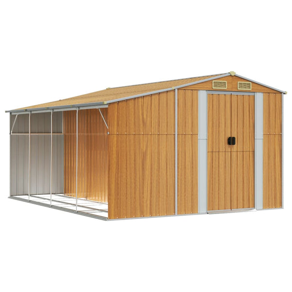 vidaXL Tool Shed Light Brown 277x365.5x179 cm Galvanized Steel