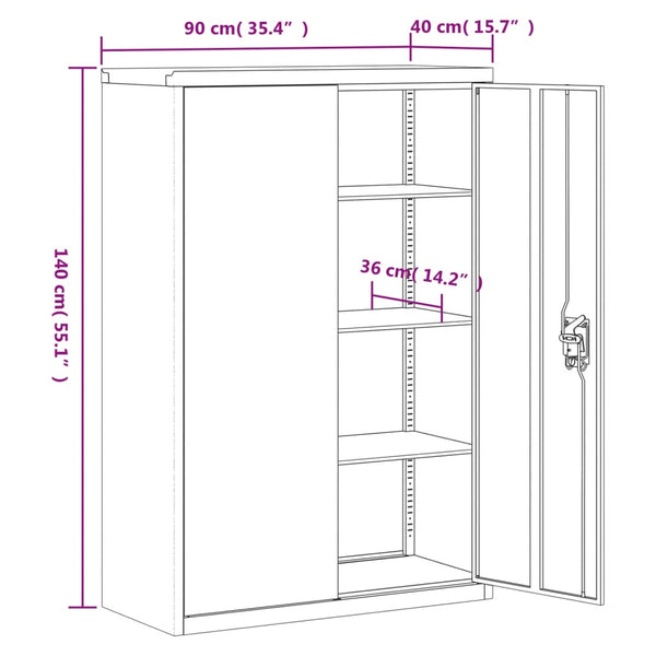 vidaXL Filing Cabinet Light Grey 90x40x180 cm Steel