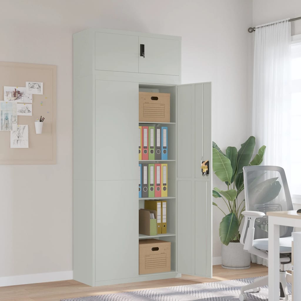 vidaXL Filing Cabinet Light Gray 90x40x220 cm Steel