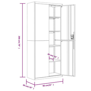 vidaXL Filing Cabinet Light Grey 90x40x240 cm Steel