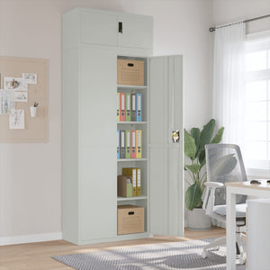 vidaXL Filing Cabinet Light Grey 90x40x240 cm Steel