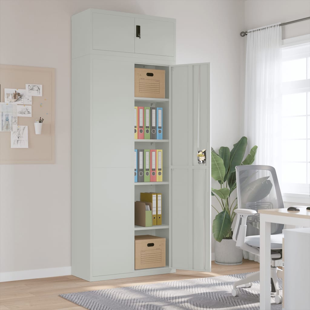 vidaXL Filing Cabinet Light Grey 90x40x240 cm Steel