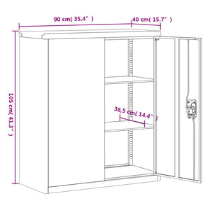vidaXL Filing Cabinet Black 90x40x145 cm Steel