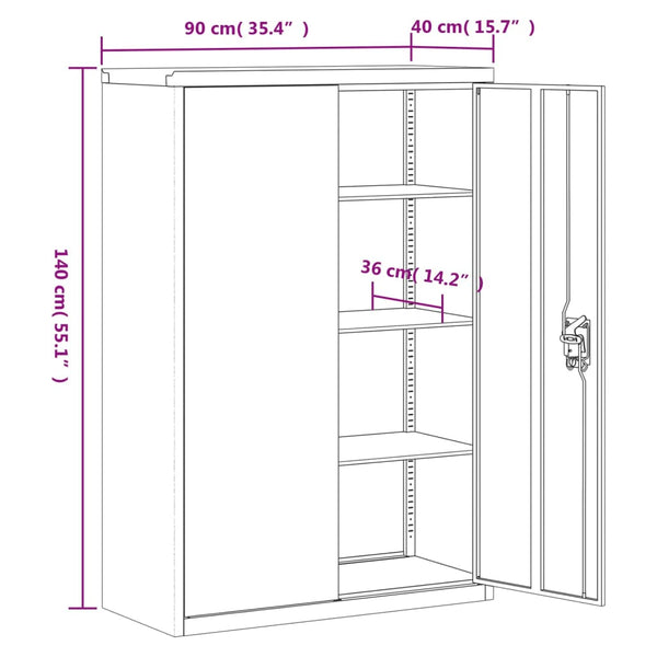 vidaXL Filing Cabinet Black 90x40x180 cm Steel