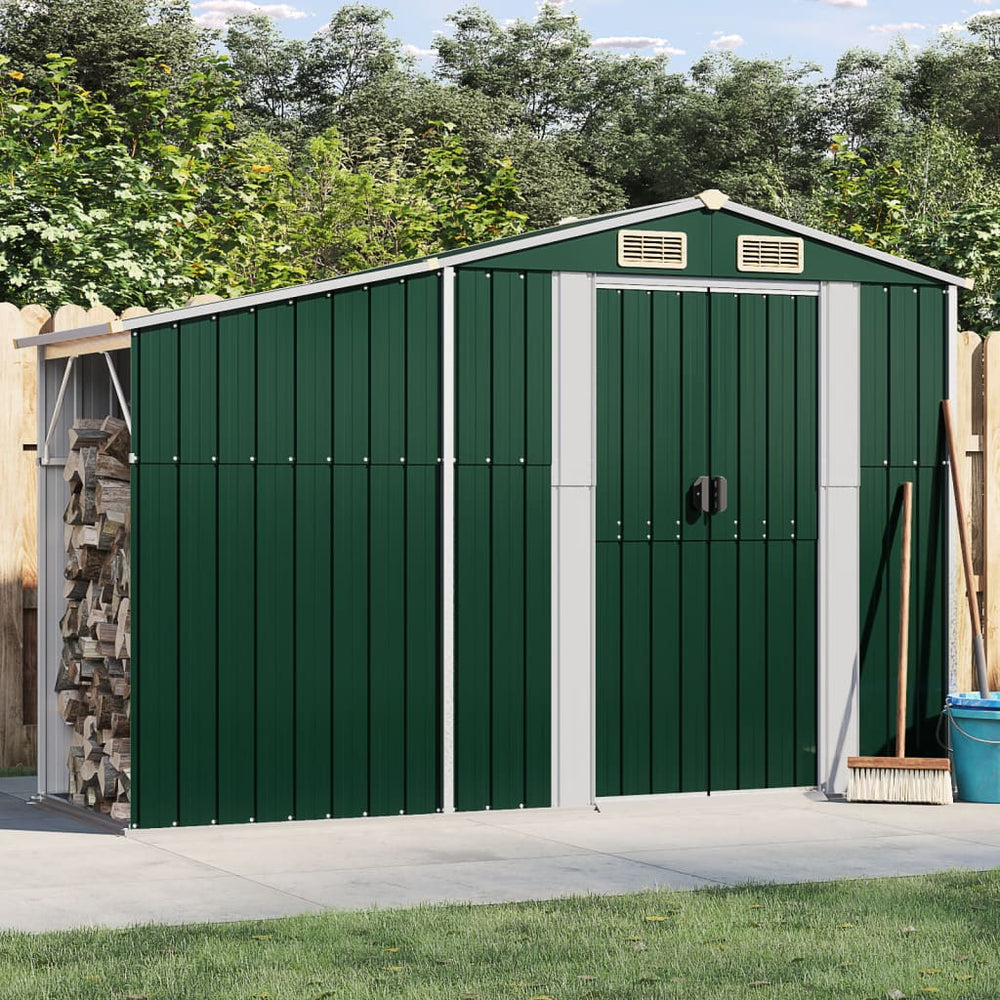 vidaXL Garden Shed Green 277x93x179 cm Galvanized Steel
