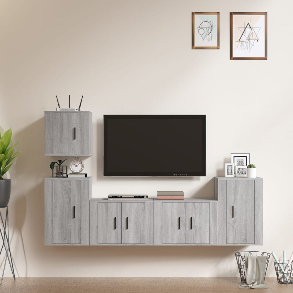 vidaXL 5-Piece TV Cabinet Set Grey Sonoma Engineered Wood