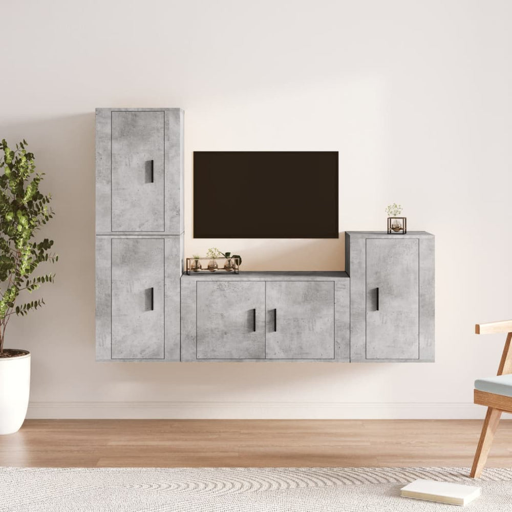 vidaXL 4-Piece TV Cabinet Set Concrete Grey Engineered Wood