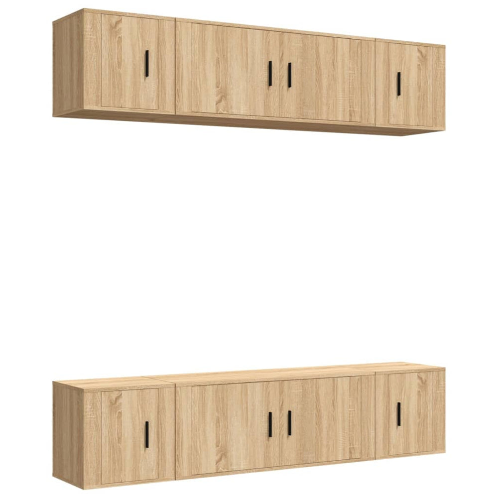 vidaXL 6-Piece TV Cabinet Set Sonoma Oak Engineered Wood