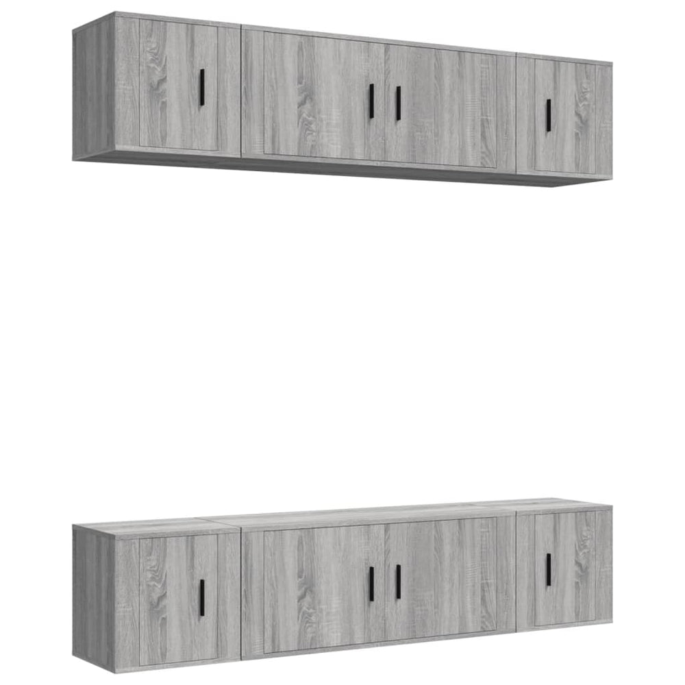 vidaXL 6-Piece TV Cabinet Set Sonoma Grey Engineered Wood
