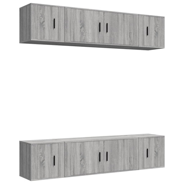 vidaXL 6-Piece TV Cabinet Set Sonoma Grey Engineered Wood