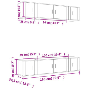 vidaXL 6-Piece TV Cabinet Set Sonoma Grey Engineered Wood