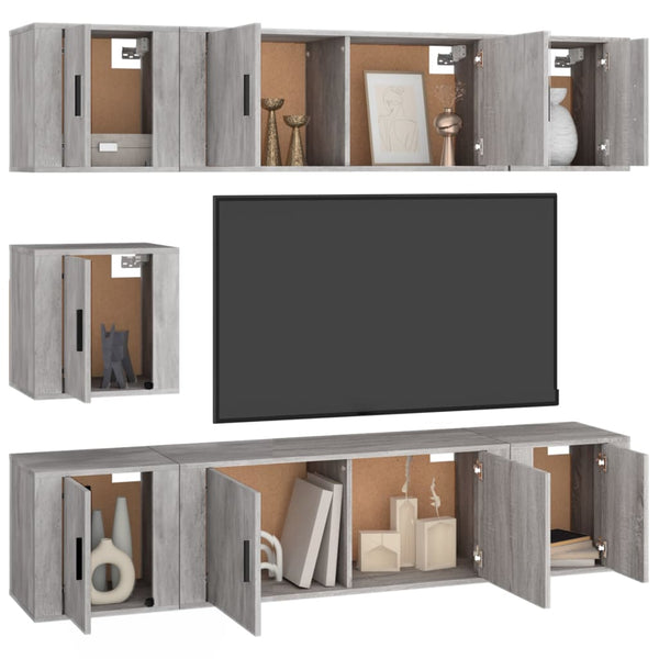 vidaXL 7-Piece TV Cabinet Set Concrete Grey Engineered Wood