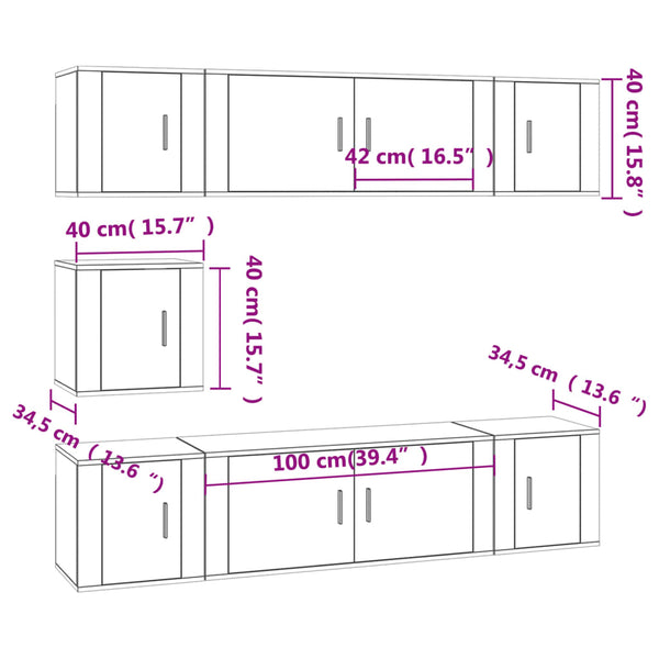 vidaXL 7-Piece TV Cabinet Set Concrete Grey Engineered Wood