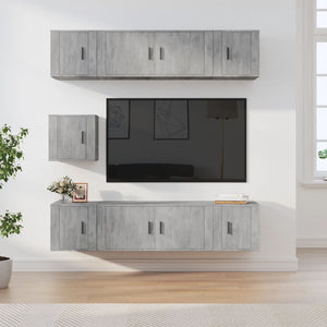 vidaXL 7-Piece TV Cabinet Set Concrete Grey Engineered Wood