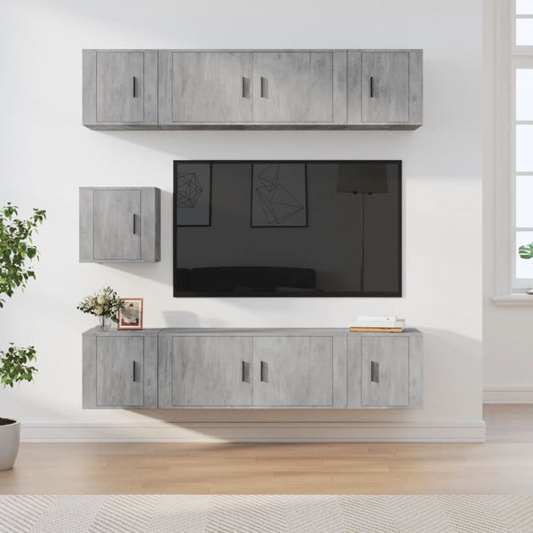 vidaXL 7-Piece TV Cabinet Set Concrete Grey Engineered Wood
