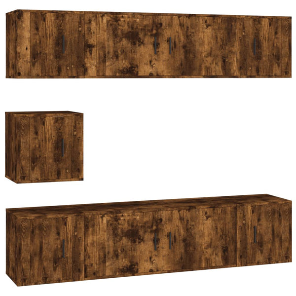 vidaXL 7-Piece TV Cabinet Set Smoked Oak Engineered Wood