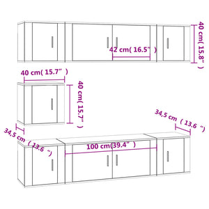 vidaXL 7-Piece TV Cabinet Set Smoked Oak Engineered Wood