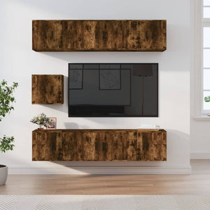 vidaXL 7-Piece TV Cabinet Set Smoked Oak Engineered Wood