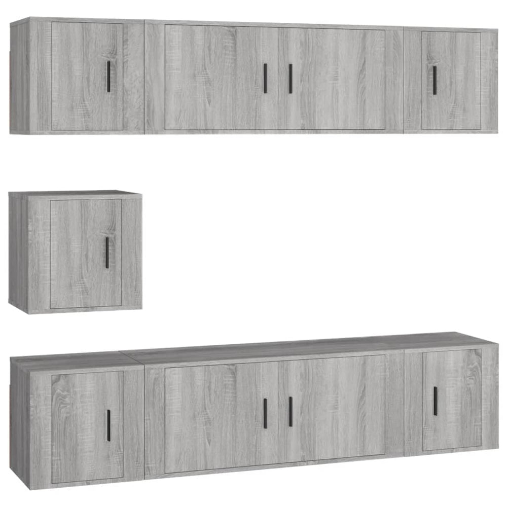 vidaXL 7-Piece TV Cabinet Set Sonoma Grey Engineered Wood
