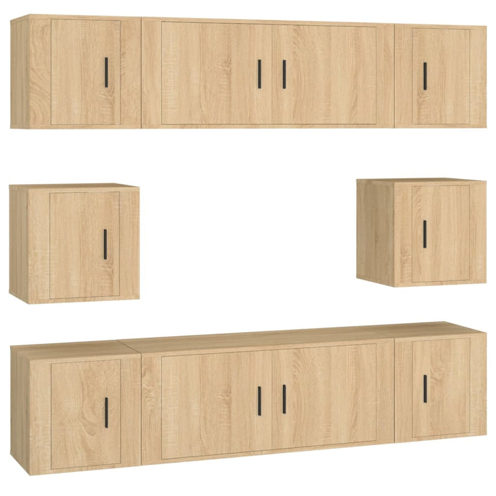 vidaXL 8-Piece TV Cabinet Set Sonoma Oak Engineered Wood