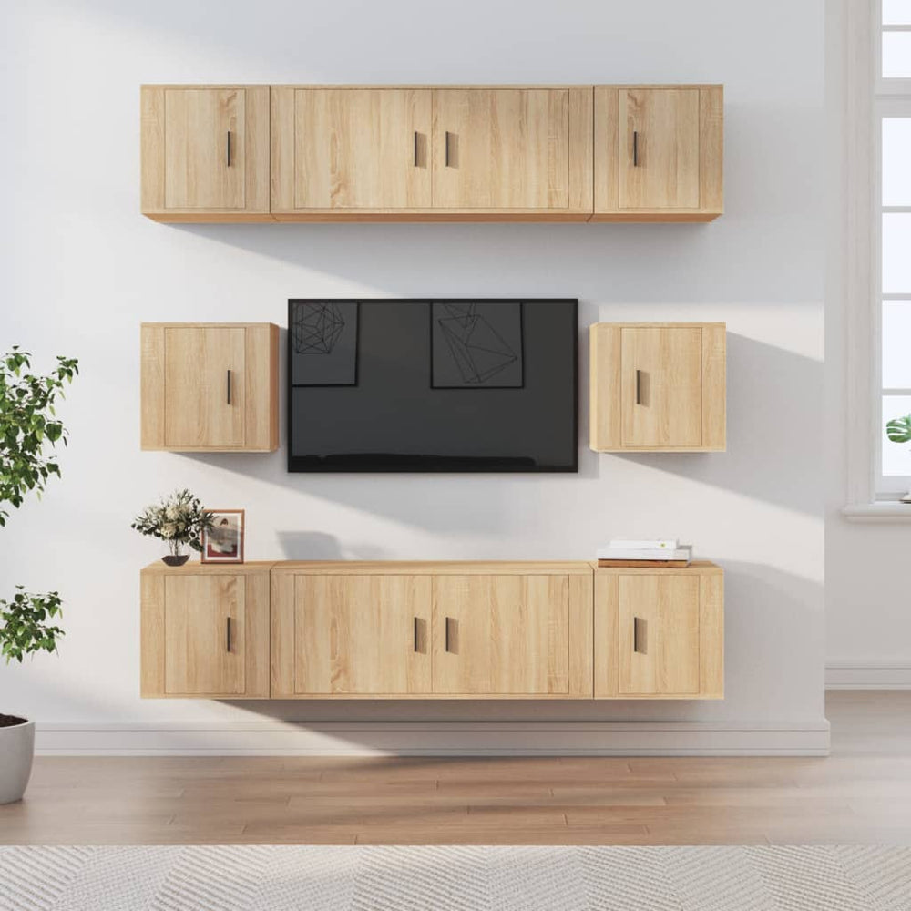 vidaXL 8-Piece TV Cabinet Set Sonoma Oak Engineered Wood