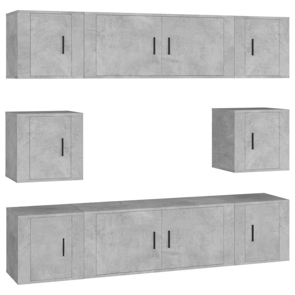 vidaXL 8-Piece TV Cabinet Set Concrete Grey Engineered Wood